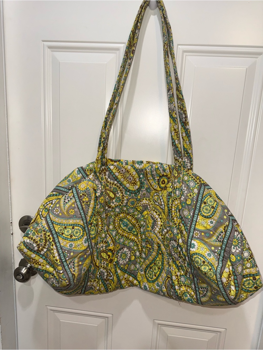 Vera Bradley Quilted Paisley weekend travel duffel in Yellow and Green